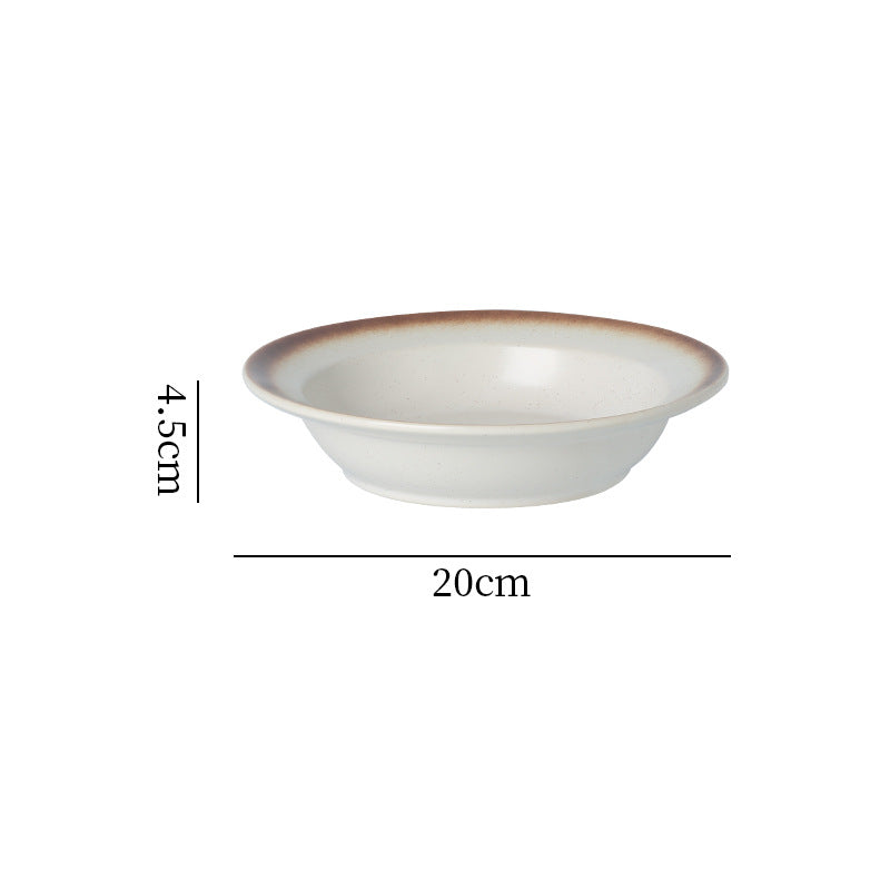 Japanese retro ceramic dinnerware - western dessert, straw hat plate, restaurant hot pot, soup plate, fruit salad, snack deep dish