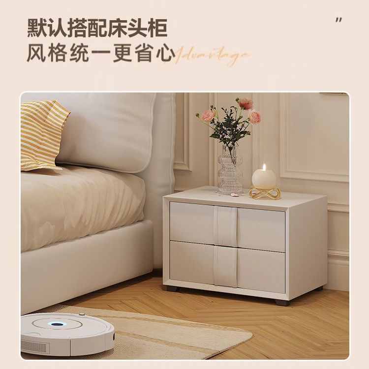 Cream style shell leather bed accessible luxury modern casual 1.8m double bed master bedroom classyelegant soft-packed wedding bed
