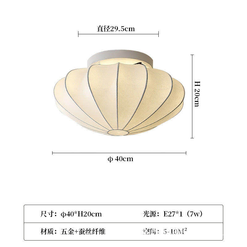 LED bedroom light ceiling lamp silk European style modern simple lighting pastoral creative personality round room lamp