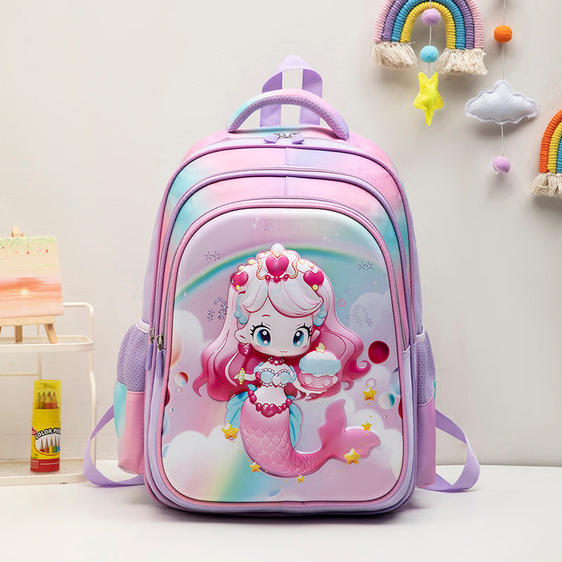 2024 new stretch fabric elementary school cartoon backpack for boys and girls, grades 1-6, large capacity kids' schoolbag