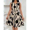 Shipped: european and american summer mid-length fashion new print sleeveless asymmetrical maxi dress