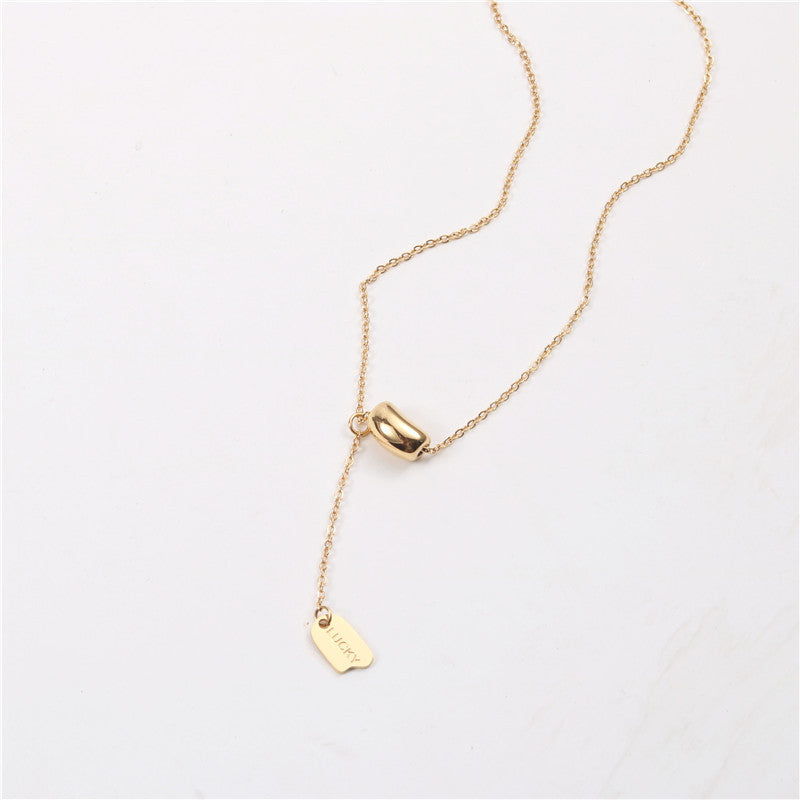 Lentil lucky tassel titanium steel necklace for women accessible luxuryniche style clavicle chain for women sense of design classycasual accessories ins