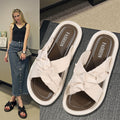 Women's summer slippers 2025 new fashion casual french style soft sole non-slip crossover maternity sandals flat trendy slides
