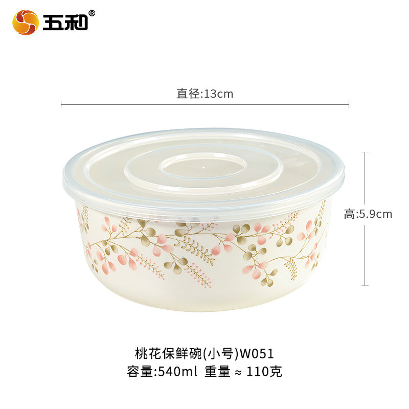 Bowl set Fresh-keeping bowl Instant noodle bowl Melamine tableware Lunch box Imitation porcelain round soup bowl with lid Sealed bento box