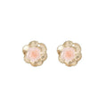 Peach white tea 3d pink camellia earrings - unique, high-end design for women