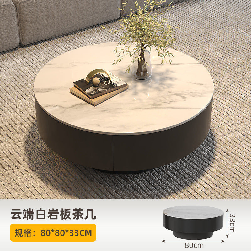 Minimalist sintered stone coffee table - small apartment, modern minimalist, light luxury, high-end round living room table, black, home, trending coffee table