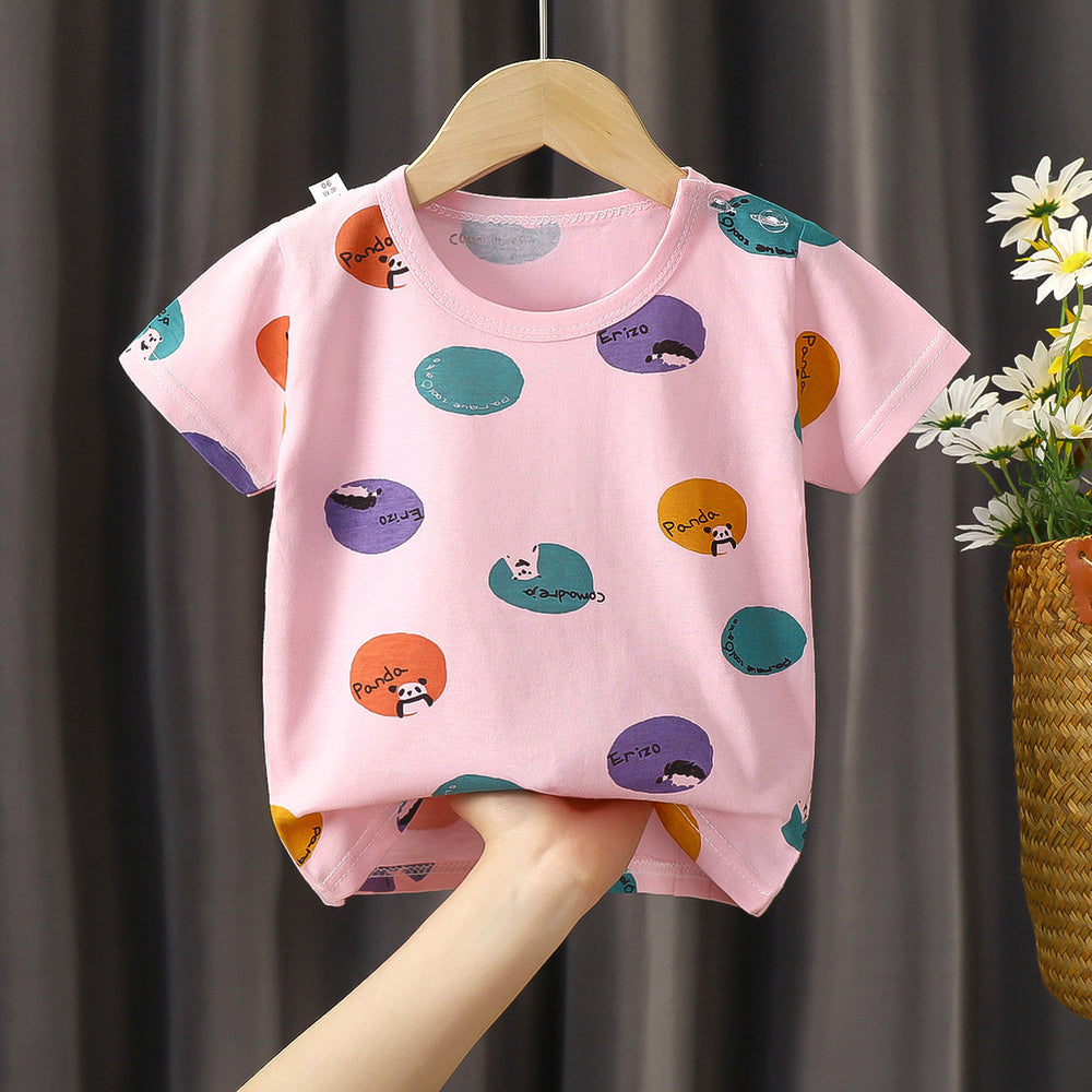 Kids' summer : pure cotton t-shirts for boys and girls - boys' tops, girls' crew neck short-sleeve tees, baby cartoon short-sleeves
