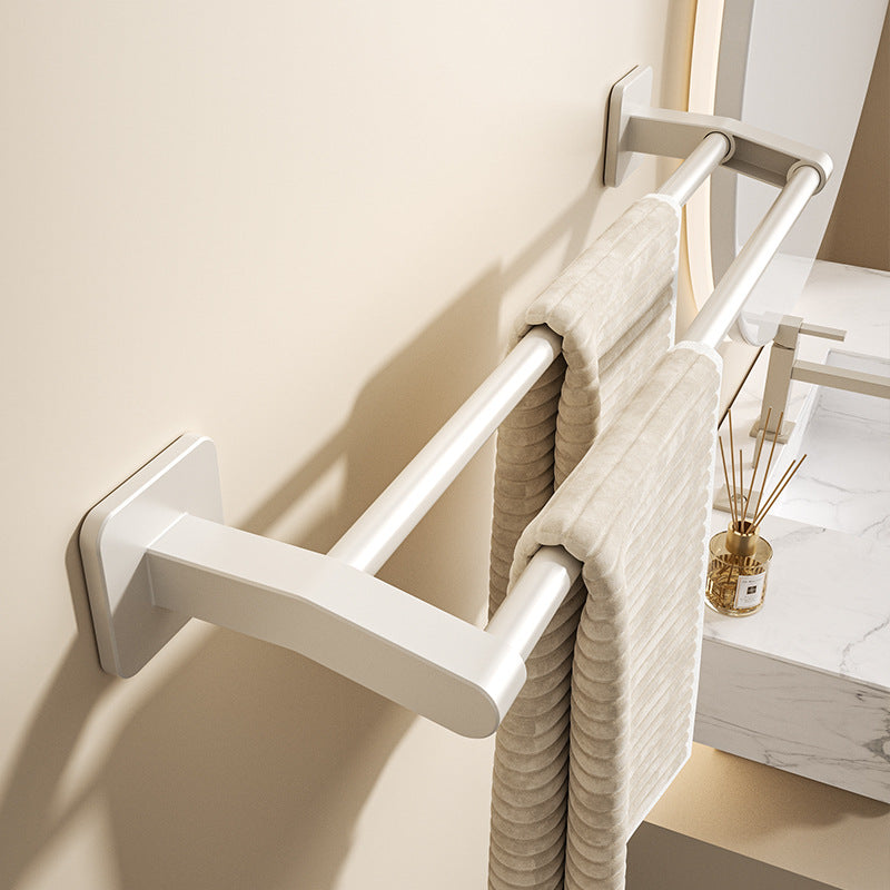 White towel rack, toilet non-punching wall rack, bathroom double single rod toilet, toilet storage hanger