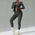 new women's tight-fitting yoga set - cardigan running sportswear set, quick-dry fitness outfit, three-piece set
