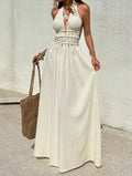 cross-border shell beads tassel webbing decorative waist a-line bohemialongdress women