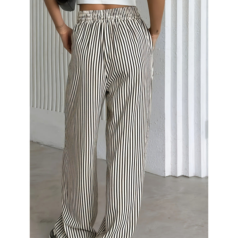 cross-border code new arrival  original women's drawstring stripesloosecasual pants