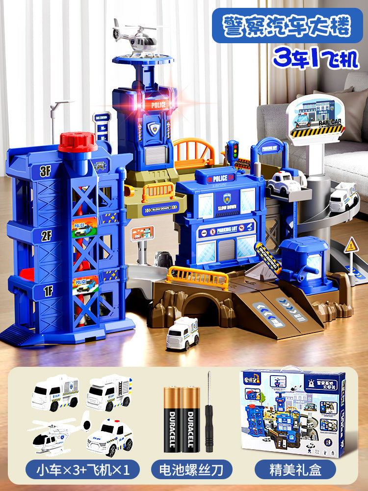 Construction track car sliding train parking lot car rush adventure 3 years old 4 boys educational kids toys