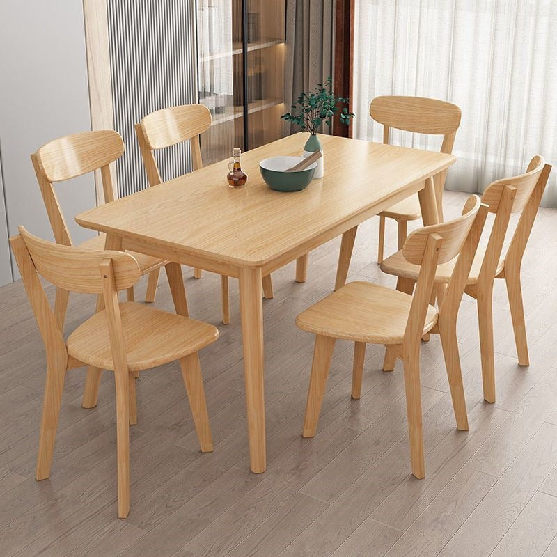 Nordic solid wood dining table modern casualaccessible luxury rectangular japanese table and chair combination dining table for home small apartment