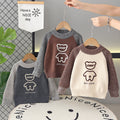 Kids' fleece-lined sweater:  winter collection - thickened pullover knit top, korean style, boys' crew neck wool sweater