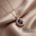 Popular popular style simple inlaid purple gemstone necklace for women accessible luxury simple elegant non-fading titanium steel clavicle chain jewelry