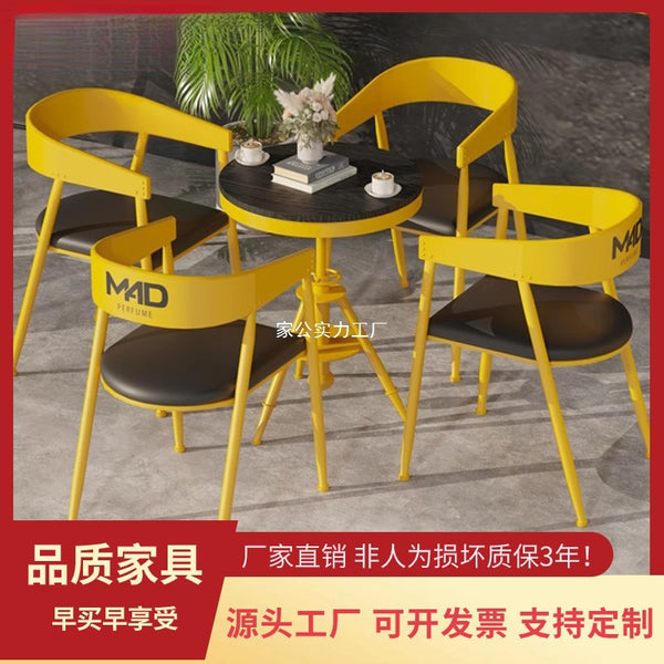 Industrial style milk tea shop table and chair combination Internet celebrity dessert shop cafe cold drink shop rest area outdoor table and chair