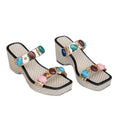 wedge open-toe sandals  summer new arrivalsexy gem-embellished plaid women's high-heeled sandals
