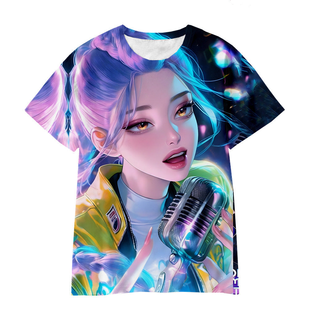 Witcher boy group 3d digital printing cross-border overseas casual loosefashion t-shirt k-pop girls t-shirt