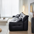 Foshan big black bear genuine leather sofa high back leather art living room light luxury straight retro black sofa furniture wholesale