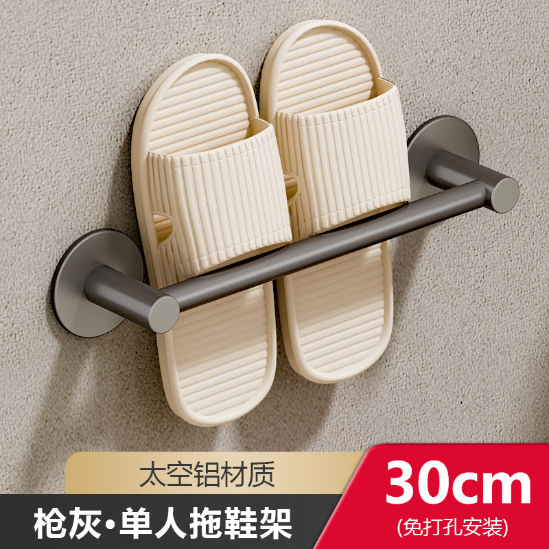 White bathroom slipper rack toilet non-punching space aluminum toilet wall-mounted drain rack shoe storage rack