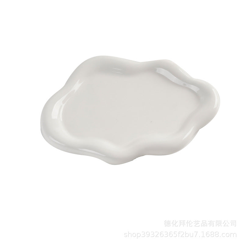 Inspopular photo props jewelry storage tray display tray electroplated silver tray accessible luxury ceramic jewelry ornaments