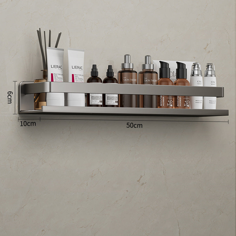 Removable and washable space aluminum bathroom rack Wall-mounted non-punching bathroom cosmetic storage rack Factory direct sales