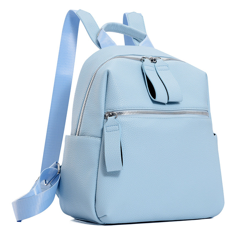 Cross-border backpack backpack women's 2024 new large-capacity travel backpack premium sense PU soft leather commuter leisure bag