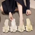 2025 new fashion flat fairy bowknot versatile closed-toe half-slipper women's summer outdoor wear all-match closed-toe sandals
