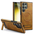 Crystal shield leather case for samsung s25 edge premium leather magnetic phone case s24ultra invisible stand
