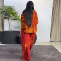 European and american cross-border african women's clothing  spring new casual v-neck loose printed top and wide-leg pants set