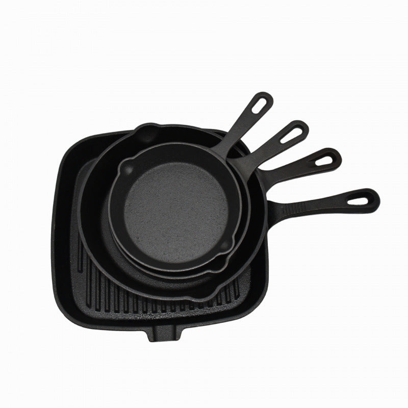 Cast iron pan Striped steak pot set Mini frying pan Flat bottom non-stick pan Old style thickened omelette pan Large iron pan