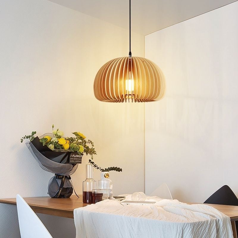 Vintage restaurant chandelier Japanese retro bedroom wooden lamp art creative B & B study medieval pumpkin lamp