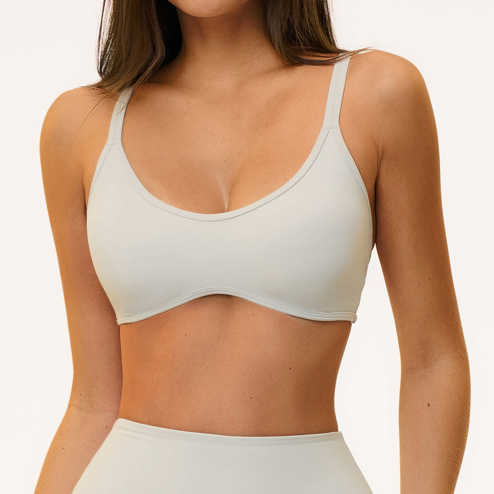 European and american sports bra women's butter fabric collar cross beautiful back outwear pilates thin shoulder strap yoga intimates5560