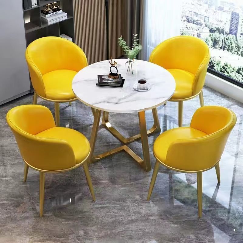 Nordic light luxury negotiation table and chair set, balcony leisure table and chair set, small coffee table, casual reception, modern minimalist small round table