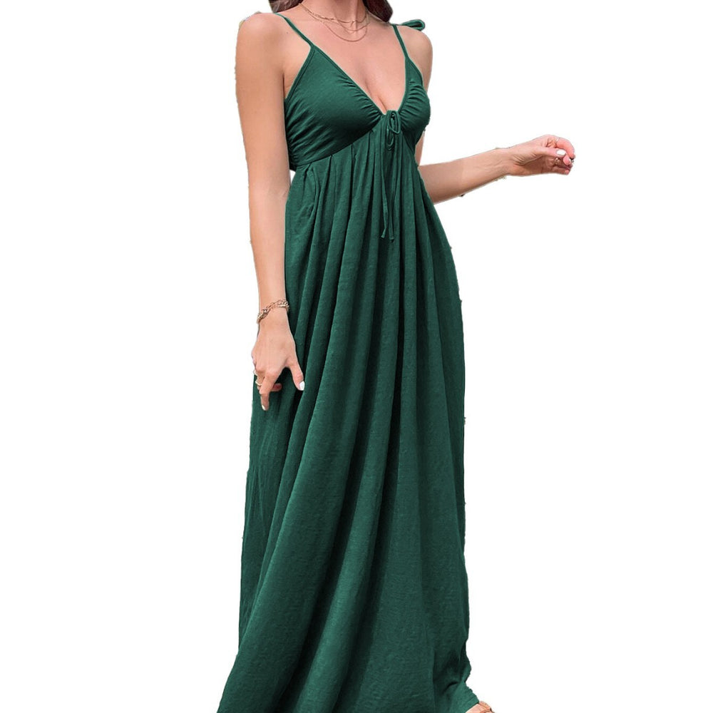new european and american style cross-border women's clothing: vacation-inspired beach maxi dress - sexy backless, cinched waist, a-line sundress