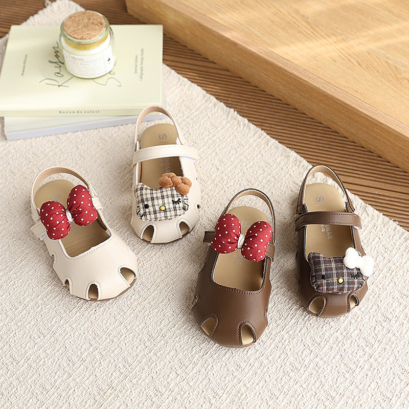 Summer new baby first walker shoes girls bowknot hollow out cool princess shoes cartoon cherry baby girl sandals