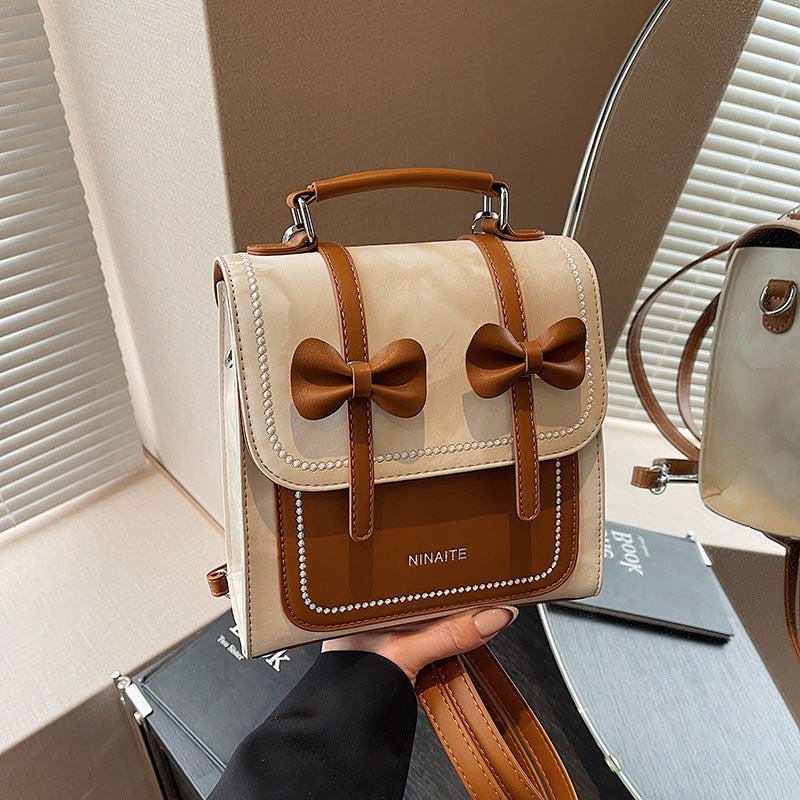 New backpack women's versatile casual portable Korean version student schoolbag small square bag premium sense lightweight travel backpack