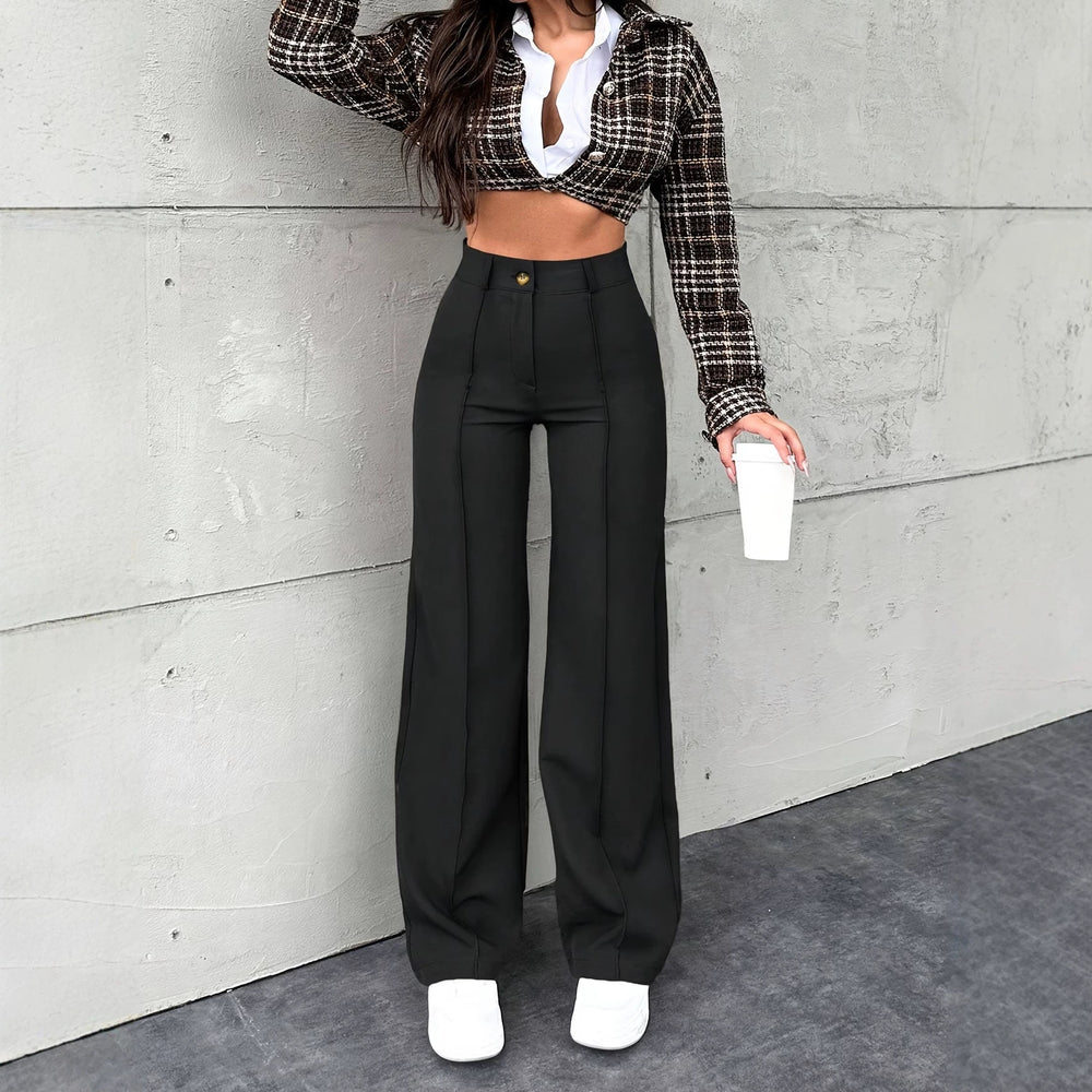 Women's solid color casual business pants  style casual trousers commuting pants straight leg pants cross-border
