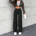 Women's solid color casual business pants  style casual trousers commuting pants straight leg pants cross-border