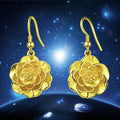 Vietnamese gold flower ear hooks brass gold-plated ethnic style earrings earrings for women live broadcast hot source wholesale