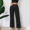 Pre-sale-65965# cross-border fashion  women's street loose slimming look wide leg trendy denim pants