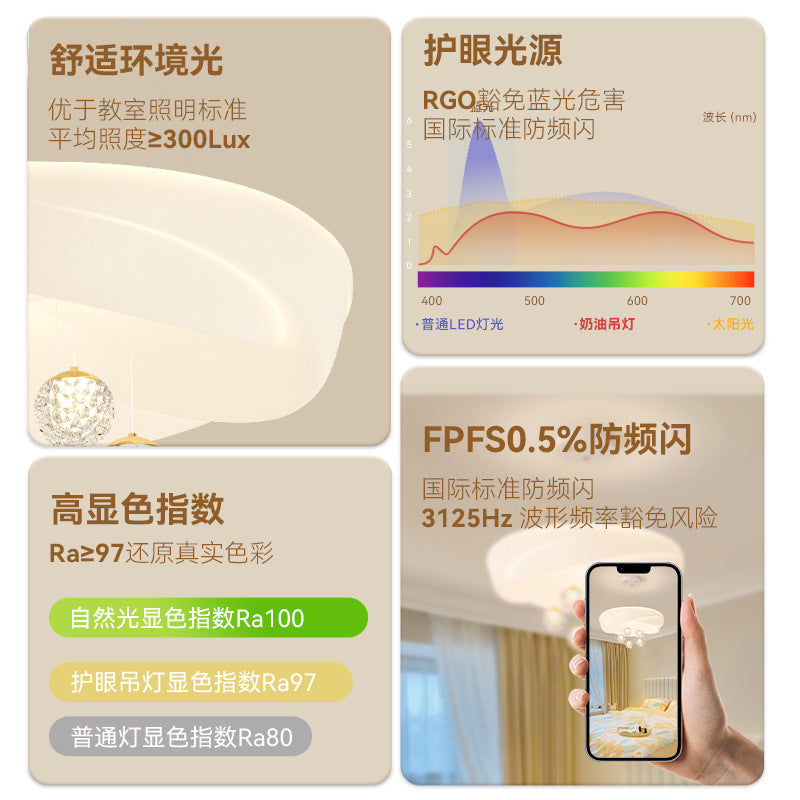 Living room chandelier cream wind modern simple atmosphere dining room light Nordic 2025 new master bedroom Zhongshan lighting