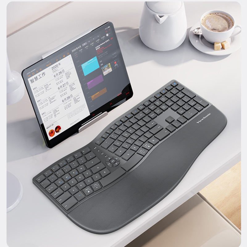 Viewsonic laptop desktop computer host wireless keyboard bluetooth charging dual mode ergonomic multimedia keyboard