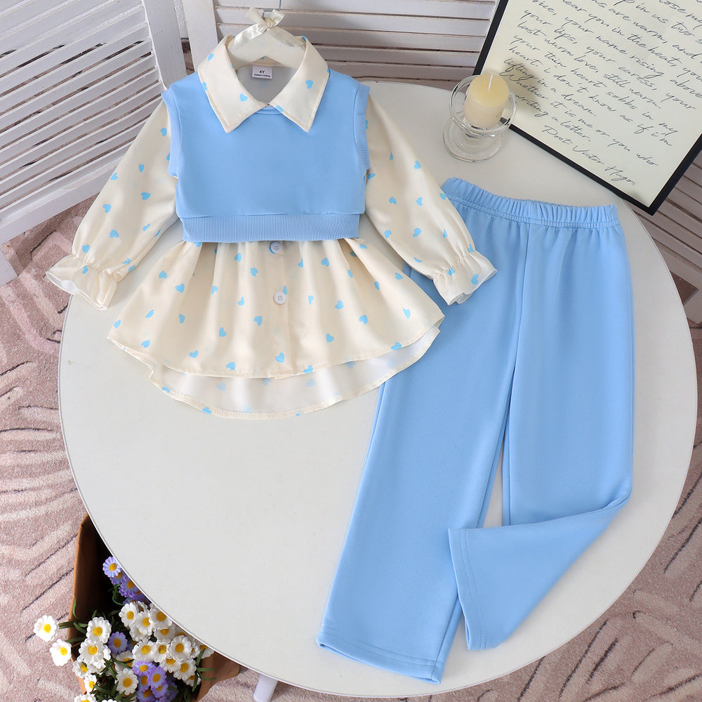 Kids clothing cross-border exclusive for european and american girls new arrival children's long sleeves shirt + pink pants