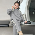 Girls' activewear set - autumn  new collection: stylish and trendy children's clothing, chic kids' spring/autumn sweatshirt and sweatpants two-piece set