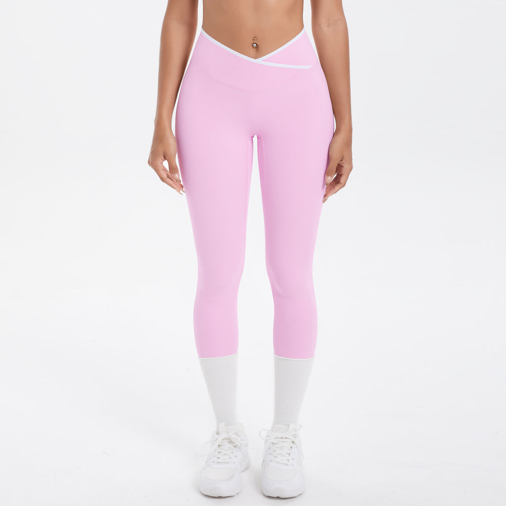 New arrival nude contrast colorpatchwork yoga clothes quick-drying tight butt lifting sports multi-piece set outdoor running fitness suit