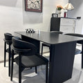 Modern minimalist sintered stone dining table with black dining chairs set - premium small apartment italian-style rectangular dining table for home and b&b
