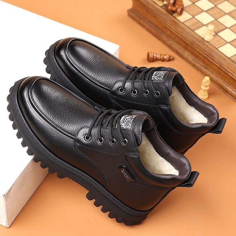 Genuine leather & wool 2025 autumn/winter new collection: couple's fashion casual sneakers, fleece-lined, extra thick, non-slip running shoes & ankle boots