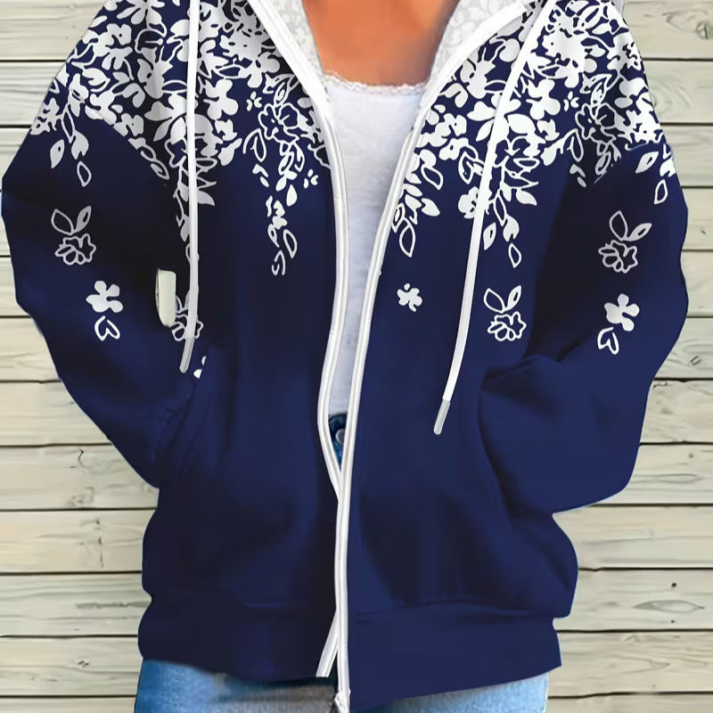 hot-selling plus-size women's zip-up hoodie, new casual long-sleeve hooded sweatshirt jacket, dropshipping available