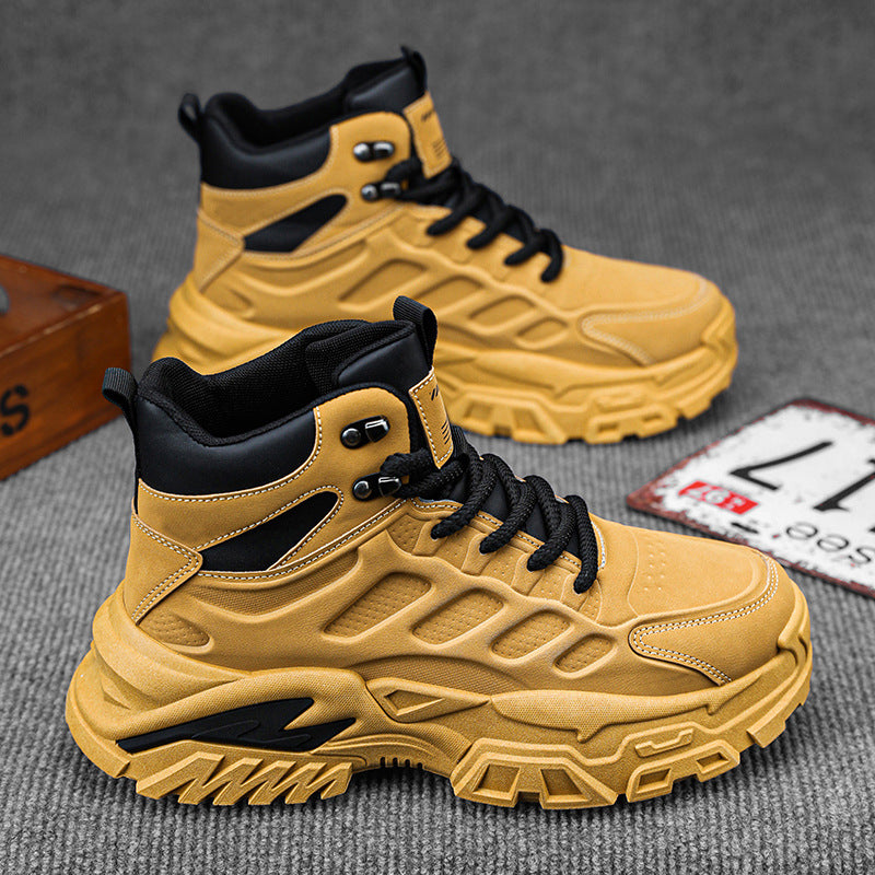 Workwear men's shoes winter non-sliphikingbootsmenthick soleheight increasingdad shoessportscasualhigh top trendy shoes